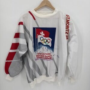 Vintage Adidas Olympic Games St. Moritz Crewneck Pullover Size Medium Excellent